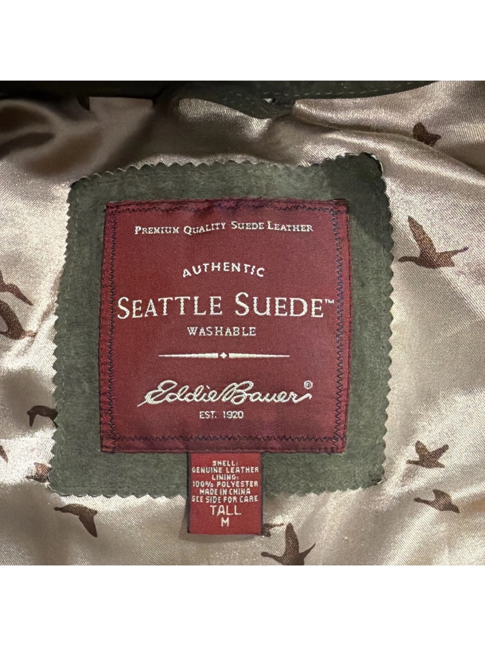 Vintage Y2K Eddie Bauer Olive Green Suede Jacket - Women's Casual Leather Coat - Picture 9 of 13